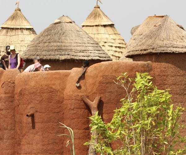 Tata Somba mud houses with thatched granaries, Togo