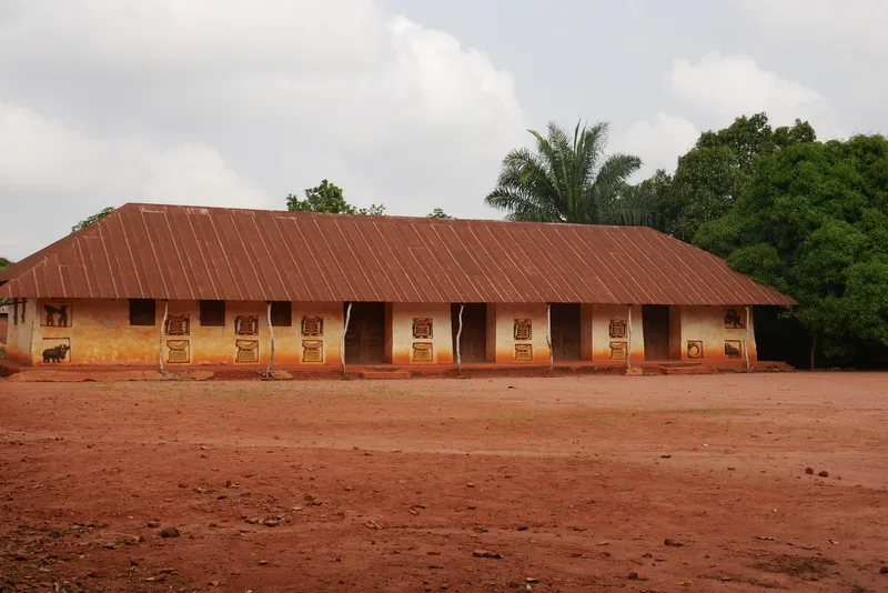 Red earthen wall of the Royal Palaces of Abomey, Benin