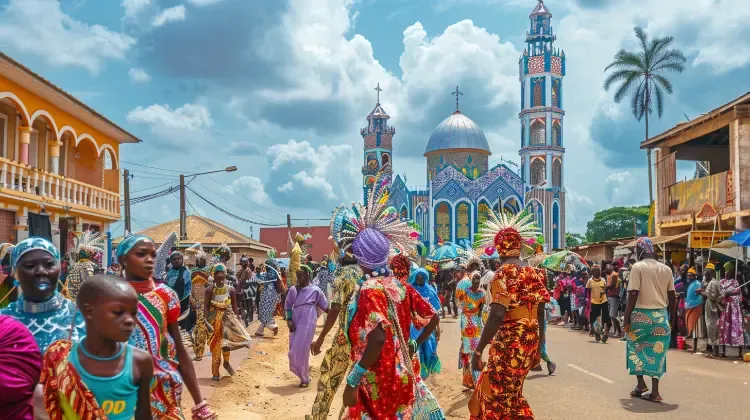 Voodoo festival street procession in Benin