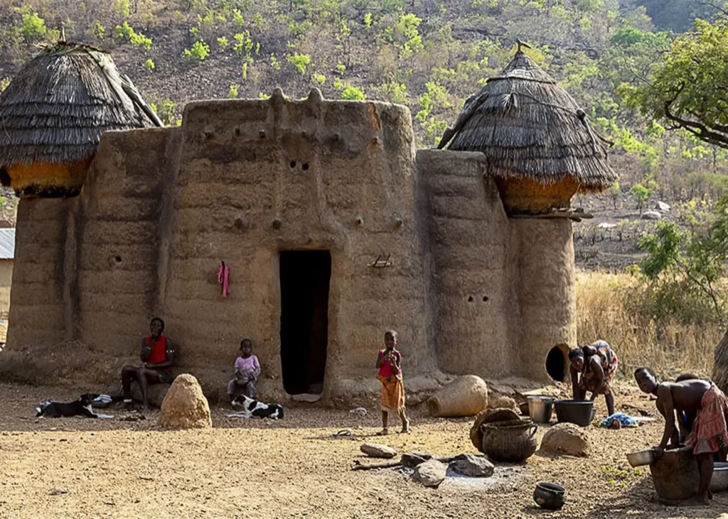 A two-storey Tata Somba mud tower house in Koutammakou, Togo